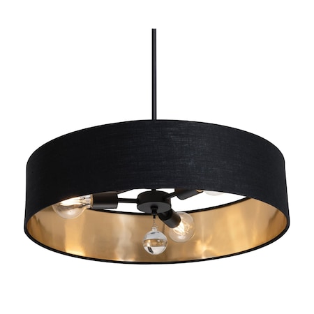 Afx Celine Pendant, 24 in., Black Finish, Black/Gold Shade CLNP24MBBK-BKGD